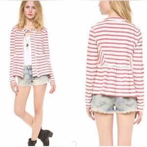 Free People Red and Cream Striped Knit